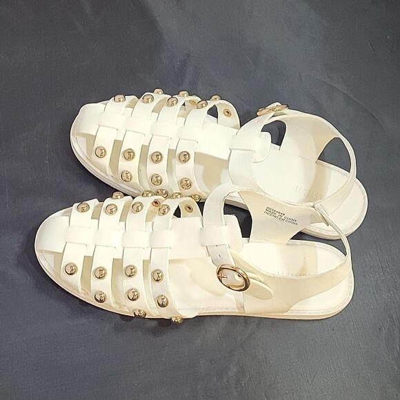 FOREVER 21 WOMEN"S SLINGBACK ANKLE STRAP ADJUSTABLE BUCKLE STUDDED SANDAL - Picture 5 of 12